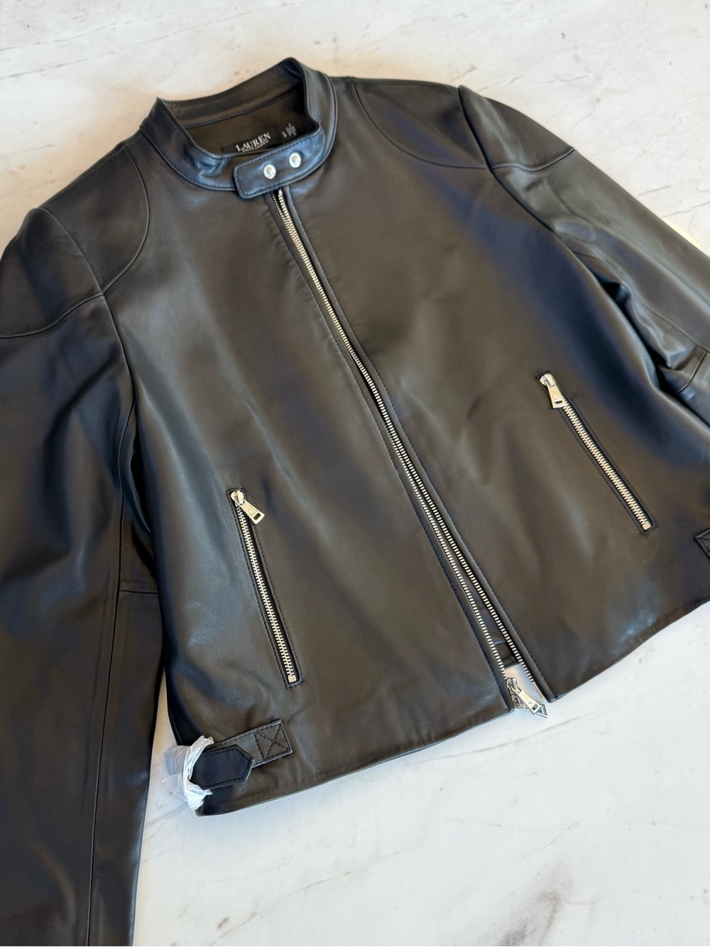 NEW Ralph Lauren Scuba Leather Jacket Lambskin Black